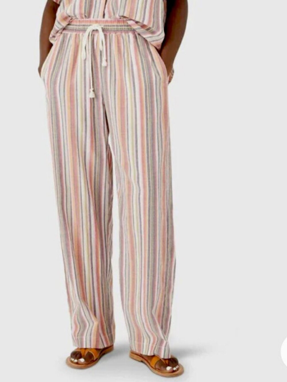XiRENA Harper Multi-Color Striped Drawstring Wide-Leg Pants